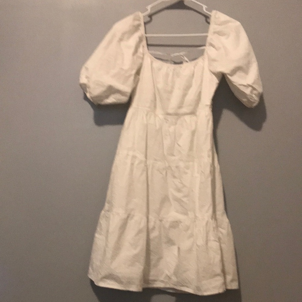 Sim and Sam white smocked tiered dress